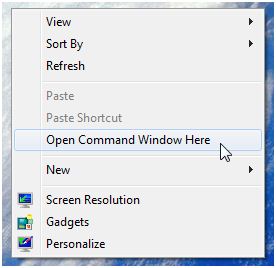 dtpcmd How to open Command Prompt from right click menu.