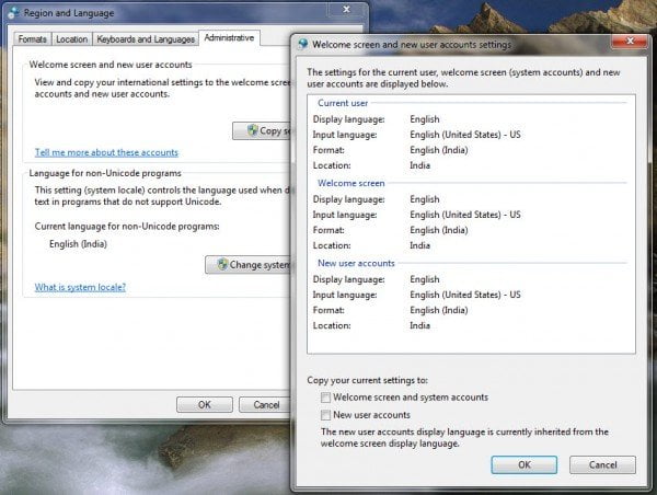 language settings
