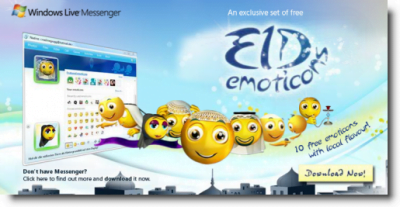 eidemoticons 400x207 Download Eid Emoticons from MSN Arabia for Windows Live Messenger