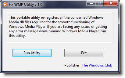 fixwmp Repair Windows Media Player with Fix WMP Utility