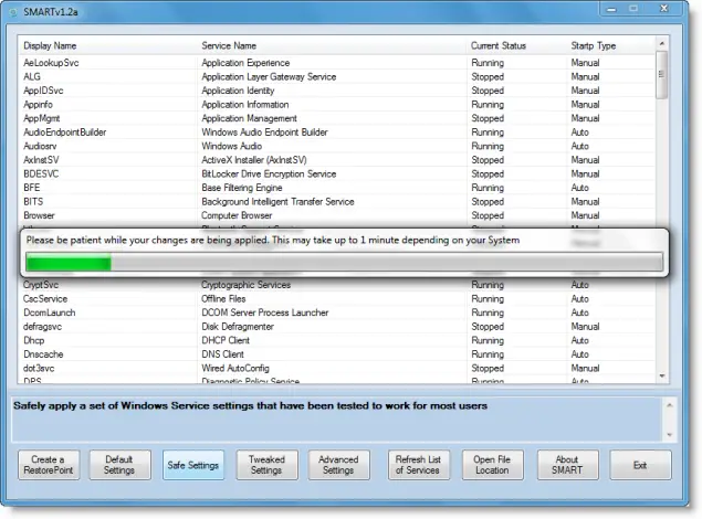 SMART1.2a SMART: A Utility For Tweaking Windows 7, Vista, XP Services Released.