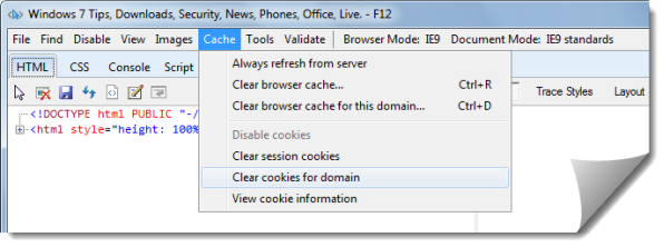 ie9-dev-cache-cookies ie9 dev cache cookies How to delete Browser Cache or Cookies selectively for a particular website only in IE 9
