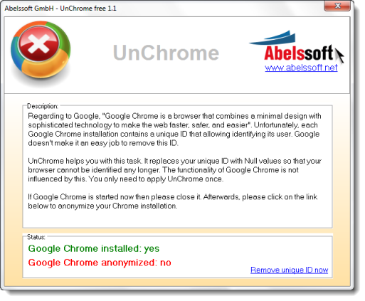 unchrome unchrome Anonymize your Chrome browser UnChrome it!