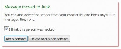 hotmail junk 400x163 Hotmail introduces My friends been hacked security feature