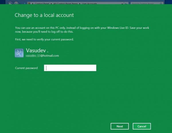 logon2 600x462 How to switch back to Local Account log on, from Live ID log on, in Windows 8