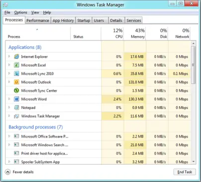 windows 8 task manager Evolution of the Task Manager   From Windows 3 to Windows 8