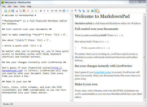 MarkdownPad1 e1322747322348 MarkdownPad: Convert Text to HTML / XHTML Easily
