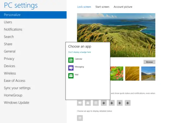 mengubah mengunci layar Layar Perubahan Kunci, Mulai Screen, Customize Desktop di Windows 8