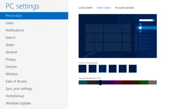 mengubah tampilan awal layar Perubahan Kunci, Mulai Screen, Customize Desktop di Windows 8