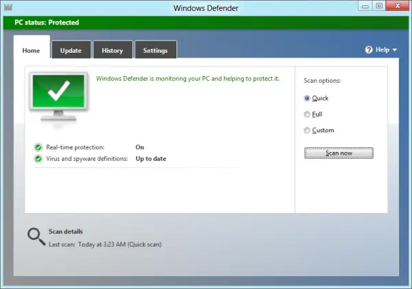 def1 600x422 Pada Windows 8, Windows Defender adalah sebenarnya Microsoft Security Essentials