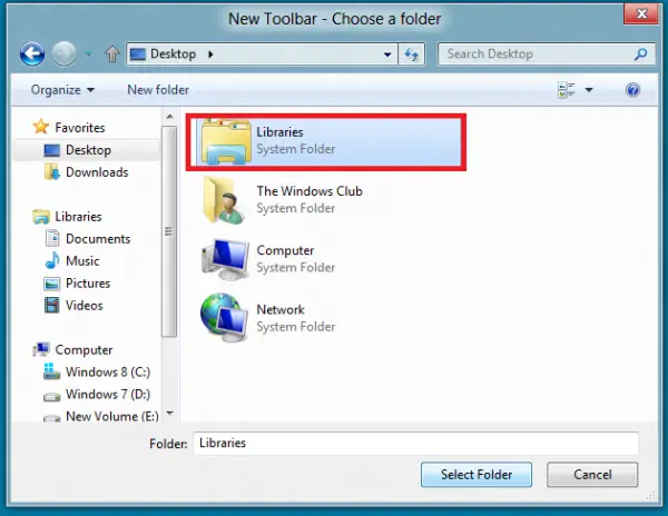 Folder 600x464 Seleksi Buat toolbar kustom untuk meluncurkan program dan file dengan cepat dari Windows 8 taskbar