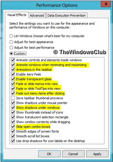 Optimize Windows 8 Visual Performance 4 How To Optimize Windows 8 Performance by tweaking Visual Effects