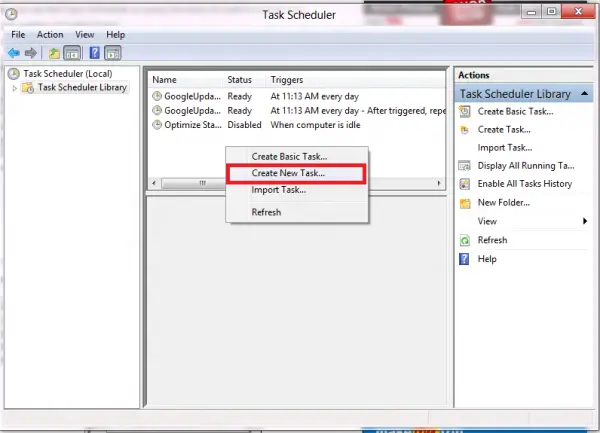Task Scheduler membuat baru tugas 600x433 Boot langsung ke Windows Explorer 8 Desktop menggunakan naskah