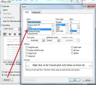 Fig 4 Change Default Font In MS Word 2010 400x355 10 Most Useful Microsoft Word 2010 Tips & Tricks