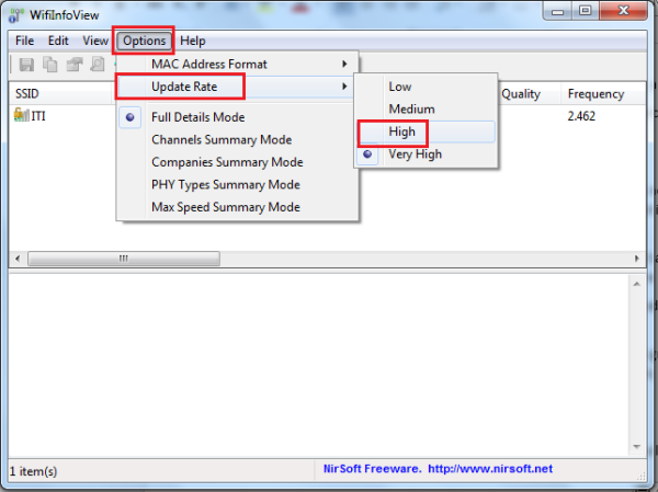 WiFiInfoView Update rate 600x449 WifIInfoView: Monitor and get detailed information on Wi Fi networks around you