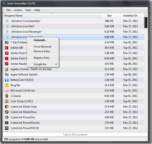 image thumb7 Geek Uninstaller &ndash; A portable all in one Uninstaller for Windows