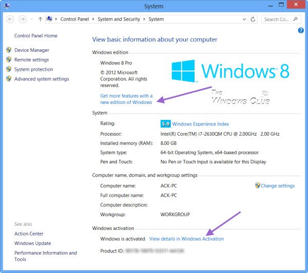 system properties How to change Product Key in Windows 7 | 8