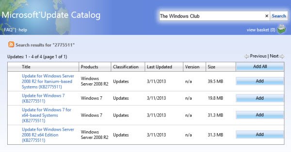 microsoft update catalog Microsoft Update Catalog website lets you download & save Microsoft Updates