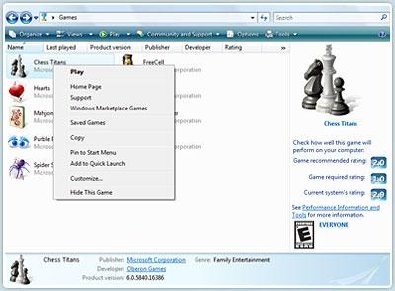 Game Explorer Windows 7 Vista