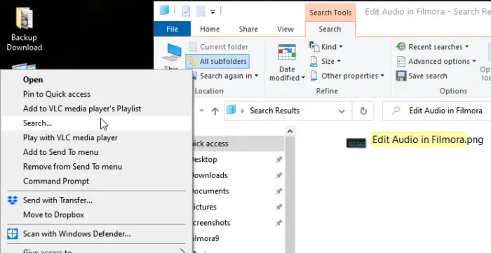 Add Search in Windows Context Menu