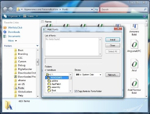 How to install new Font or uninstall Font in Windows Vista