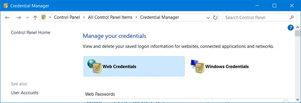 Credentials Manager in Windows 10