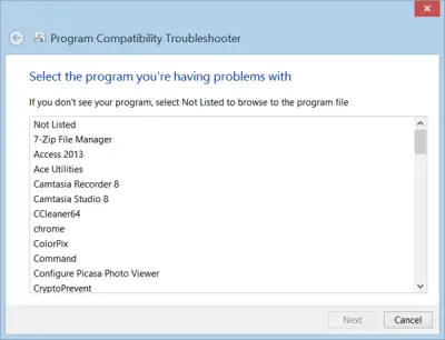 Program Compatibility Troubleshooter