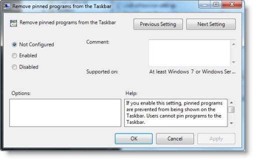 Remove Pinned Taskbar Programs in Windows 11/10
