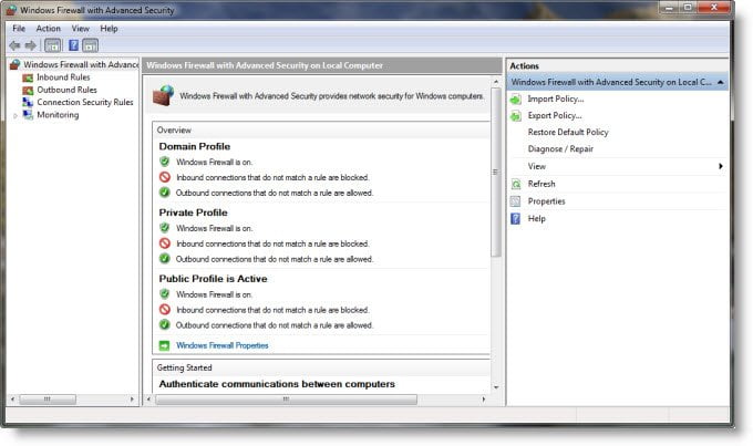 windows 7 advanced firewall