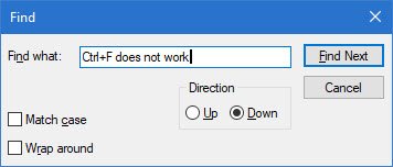 Ctrl+F does not work