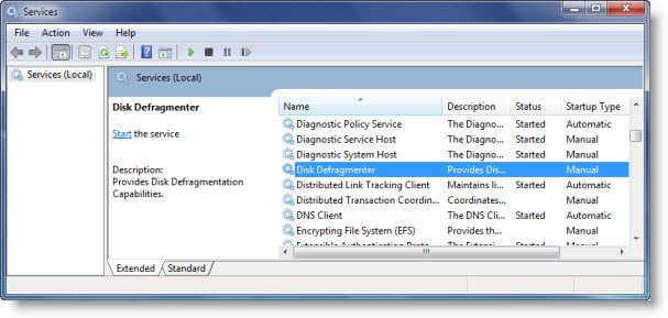 defrag service in windows 7