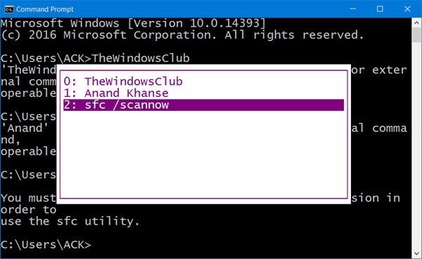 command prompt history