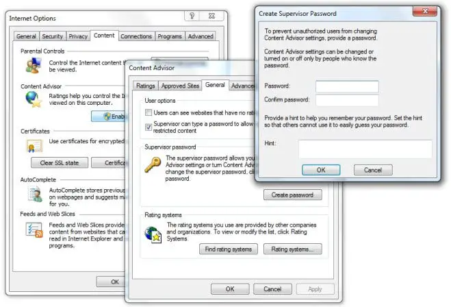 password protect internet explorer