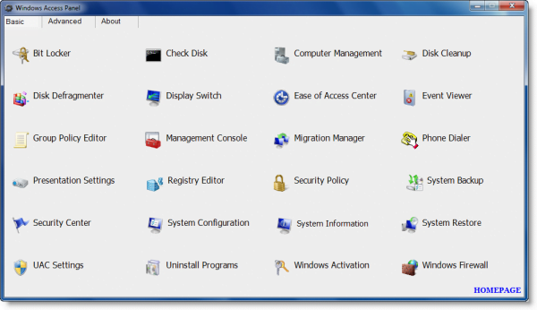 Windows Access Panel screenshot