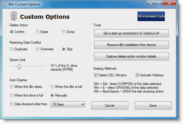 ibin Create a Recycle Bin for USB Drive