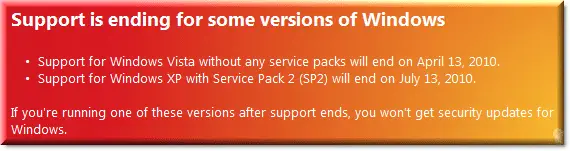 Support for Windows XP and Vista ending soon - Announcements