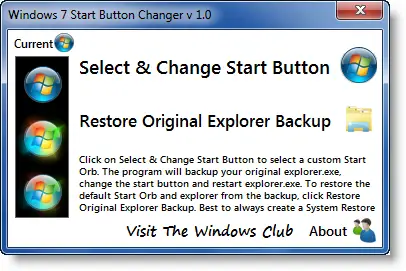Windows 7 Start Button Changer 2.6 full
