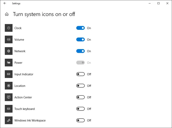 System icons not showing