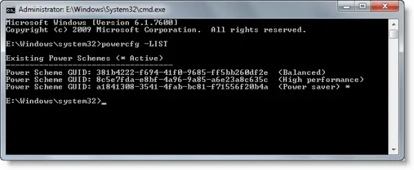 Customize, Rename, Change, Backup, Restore Power Plans using Command Line