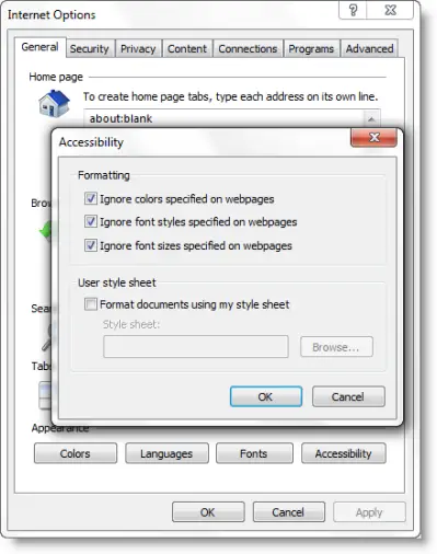 Change the fonts and colors websites use