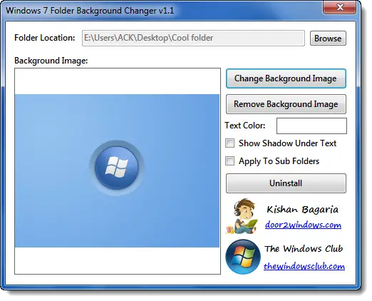 Change Folder Background With Windows 7 Folder Background Changer