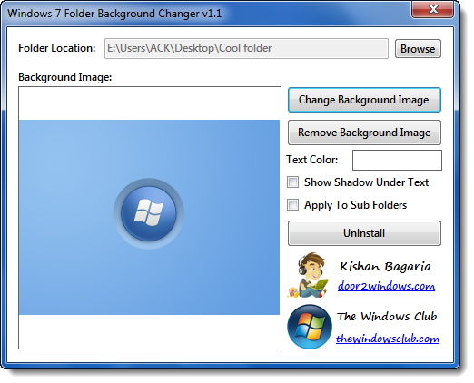 Change Folder Background With Windows 7 Folder Background Changer