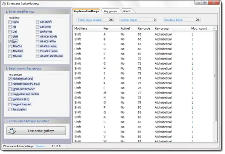 Display global hotkeys in Windows