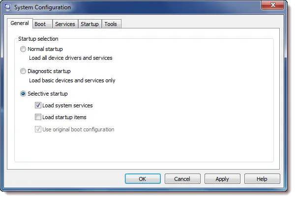 Run Selective startup