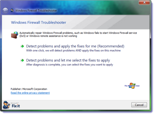 Windows Firewall Troubleshooter