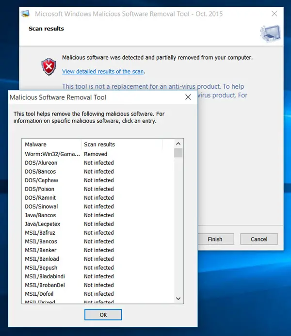 malicious software removal tool 10