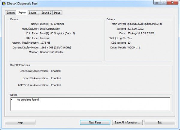 Run DirectX Diagnostic Tool (DxDiag)