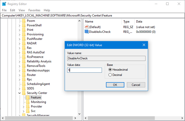 Security Center does not detect 3rd party antivirus