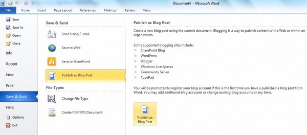 Use Word to publish your Blog posts