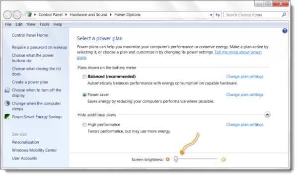 Dim or reduce brightness of computer screen